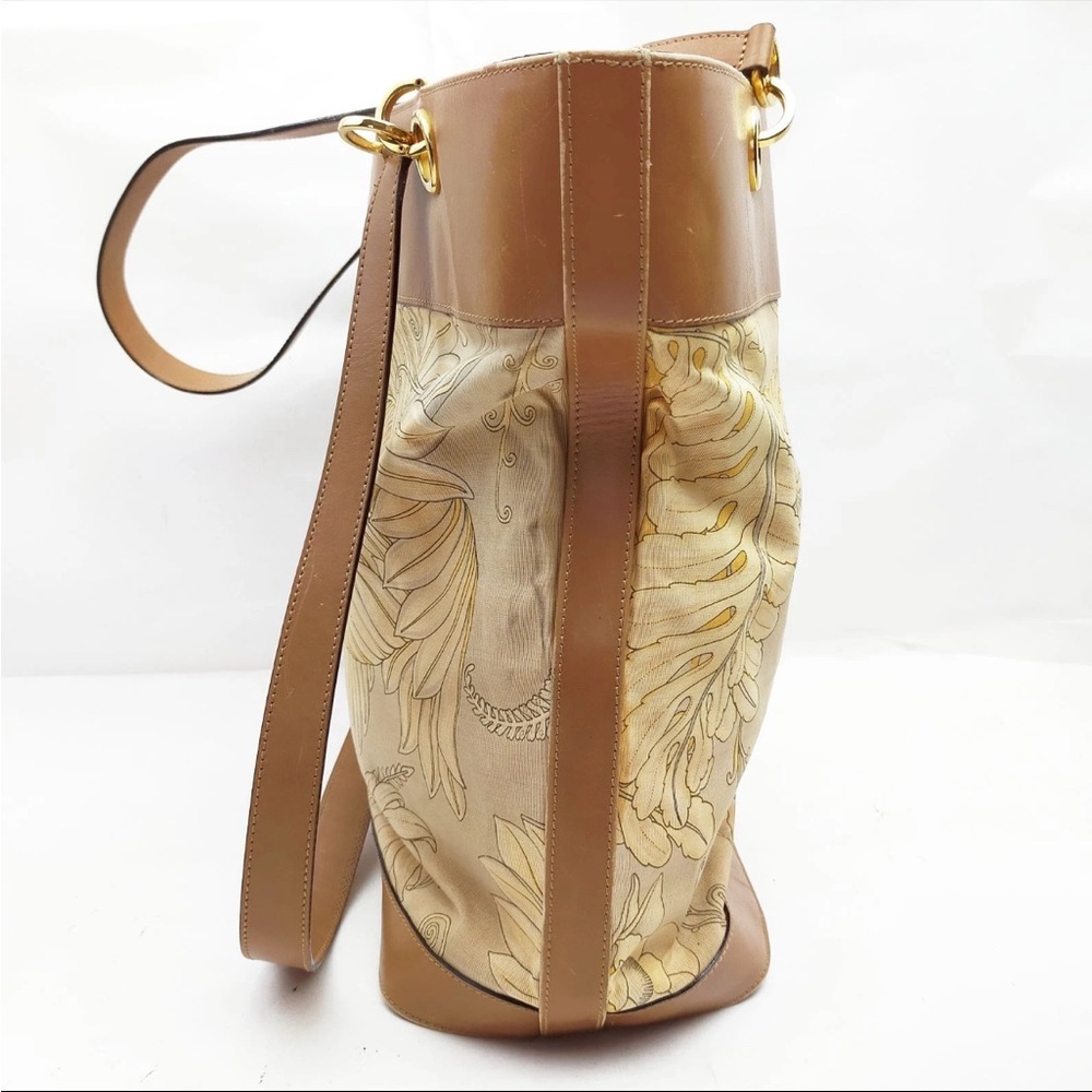 Salvatore Ferragamo Brown and Cream Floral Tote - Picture 4 of 17